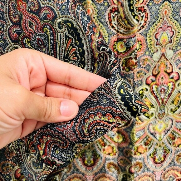 Vintage Chico's Design Iridescent Gold Paisley Button Up Blazer Women's Sz. 1/M - Picture 4 of 11